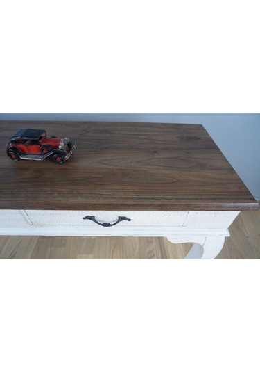 Masifart Ceviz Eskitme Tablalı Dresuar Beyaz 120 Cm Eskitme  Patin Ceviz