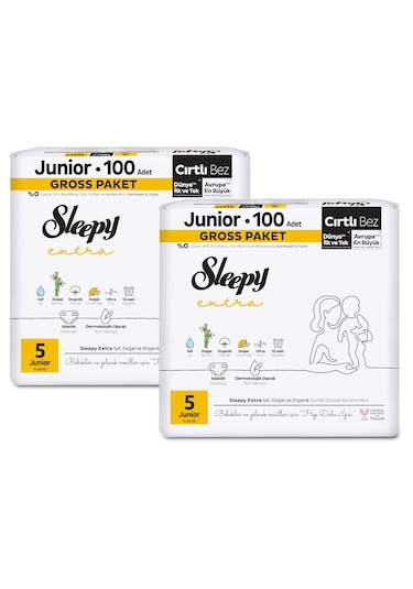 Sleepy Extra Günlük Aktivite Gross Paket Bebek Bezi 5 Numara Junior 200 Adet