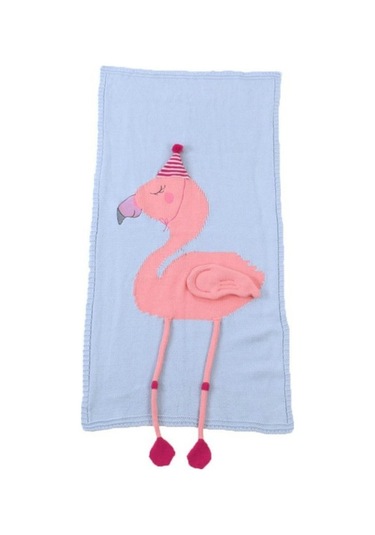 Sones Flamingo Örgü Battaniye Karikatür Uyku Tulumu Ölçü: 60x120cm Mavi