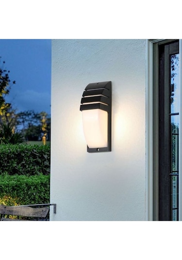 24 Watt Beyaz Işık Ledli Bahçe, Balkon, Teras, Kamelya, Veranda, Banyo Apliği, Dekoratif Led Armatür Siyah