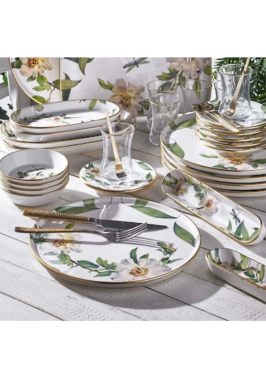 Fecra Floranda 35 Parça Gold Fileli Kahvaltı Seti Beyaz