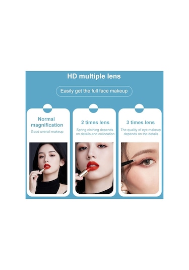 Ctbx Üç Katlı Kare Makyaj Aynası