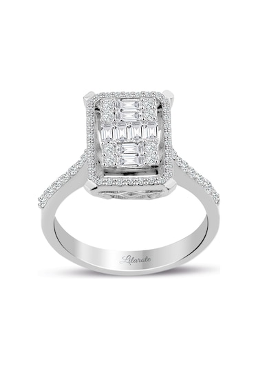 0.80 Ct Modern Tasarım Baget Kare Tektaş Yüzük