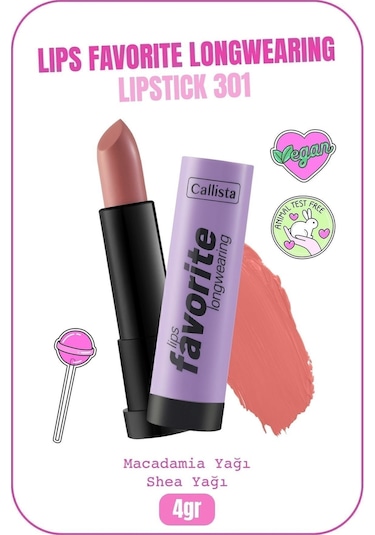 Callista Lips Favorite Longwearing Lipstick Ruj 301 Serving Looks - Pembe