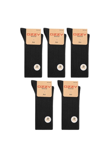 Kışlık Erkek Lambswool Yünlü Uyku Çorabı Soft Touch 5 Çift Siyah