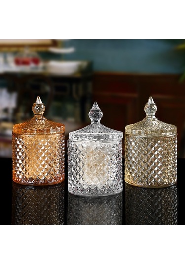 Sones Barok Tarzı Cam Pamuklu Çubuk Kutusu Çok İşlevli Saklama Kovası Kahverengi