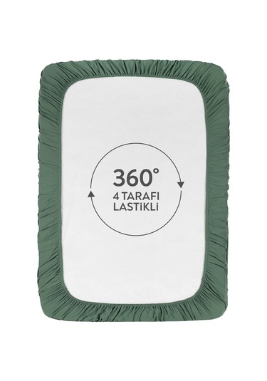 The Berb Pamuklu Havlu Çarşaf 4 Kenarı Lastikli Tek/çift Kişilik Lastikli Havlu Çarşaf Orman Yeşili