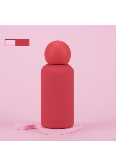 316 Paslanmaz Çelik Termos Bardak 350ml Yaratıcı Sevimli Çocuk Açık Hava Sporları Su Bardağı Kırmızı