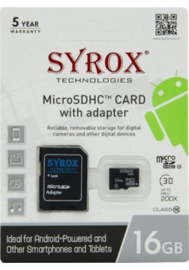 Syrox 16 GB MicroSDHC Class 10 UHS-I Hafıza Kartı + Adaptör