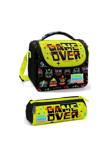 Coral High Erkek Çocuk Sarı Siyah Game Over Beslenme Çantası Seti