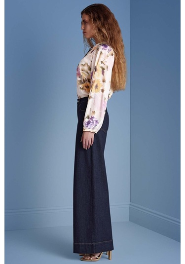 Hakim Yaka Çok Renkli Desenli Gömlek Çok Renkli