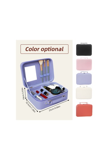 Moveevo Aynalı Seyahat Makyaj Çantası - Bölmeli Kozmetik Makyaj Tren Çantası Su Geçirmez Pu Kabuk İçin