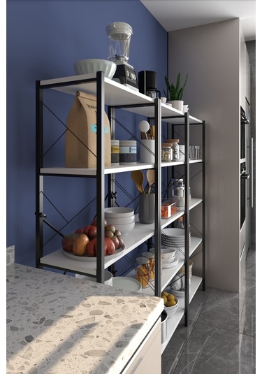 Morpanya Arstar Metal Mutfak Rafı Malzeme Dolabı 5 Raflı Mikrodalga 001