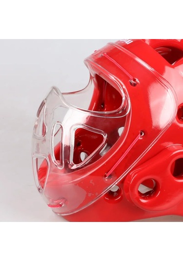 Tam Yüz Baş Koruma Karate Kask Tekvando Şapka Mma Kick Boks Kafa Kırmızı