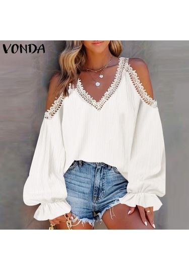 Vonda Kadın Vintage V Yaka Fener Uzun Kollu Omuzdan Bağlamalı Dantel Bluzlar Sarı Vonda Kadın Vintage V Yaka Fener Uzun Kollu Omuzdan Bağlamalı Dantel Bluzlar Sarı