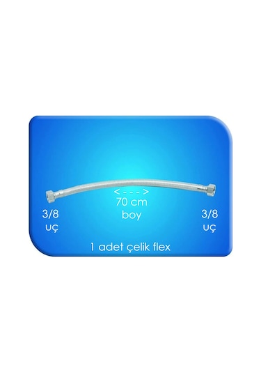 Flex Çelik 3/8 3/8 Uç 70 Cm Boy 1 Adet Su Bağlantısı