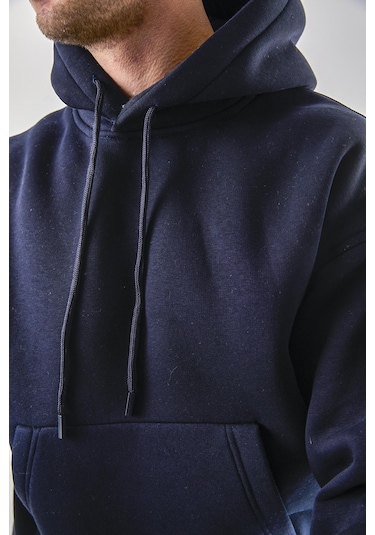 Rocqerx Q-1001 Q-4008 Kapüşonlu Sweat Bel Lastikli Pantolon Üç İplik Şardonlu Takım Lacı