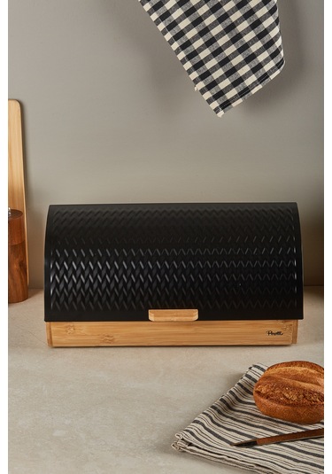 Benito Bambu Ekmek Dolabı Siyah