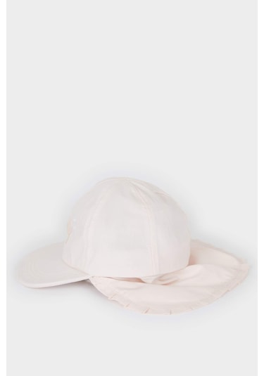 DeFacto Kız Bebek Nakışlı Ense Korumalı Pamuklu Cap Şapka D8385A525SMPN1 Pembe