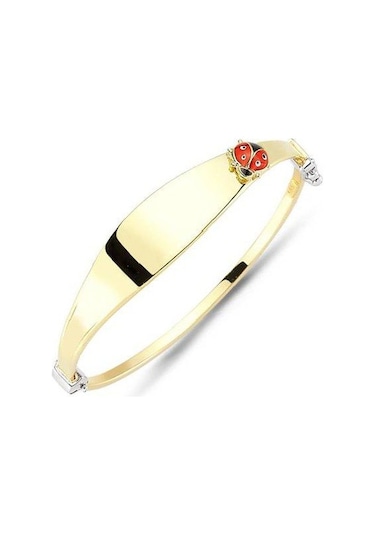 Sembolgold Altın Çocuk Kelepçe Ugurböcek'Li Model Isim Yazılır Sarı Altın