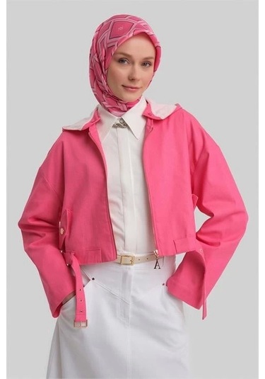 Armine Seyyar Kapüşonlu Ve Kemerli Pamuk Ceket 24y5406 Orkide Pembe