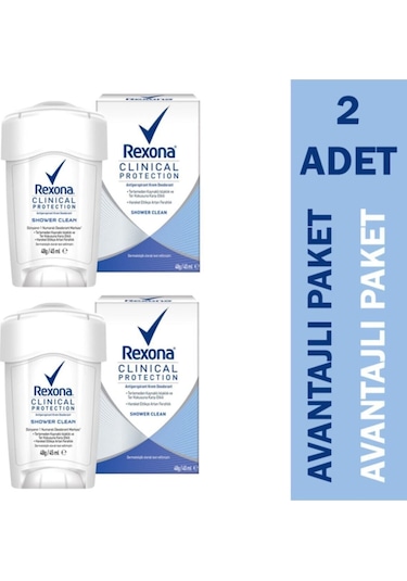 Rexona Clinical Protection Shower Clean Kadın Krem Deodorant 2 x 45 ML