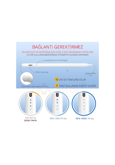 Novstrap Lenovo Tab 10l/nxtpaper/10/10s/7l/7 Lite/tabmax İle Uyumlu Dokunmatik Tablet Kalemi 3.nesil Stylus Pencil