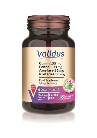 Validus Digestive Comfort Cumin + Fennel + Amylase 60 Kapsül