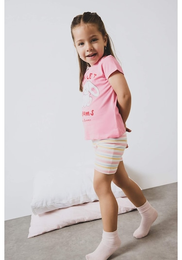 Defacto %100 Pamuklu Pijama Takımı Kız Bebek E4646A525SM Pembe