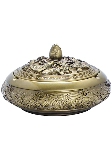 Suntek Kapaklı Dekoratif Kül Tablası Sigara Tutucu İç Ve Bronz