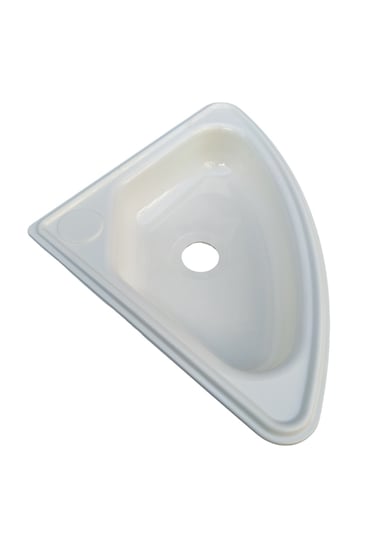 Üçgen Evye Lavabo. Tekne Evyesi. Karavan Evyesi. Beyaz 30x30cm