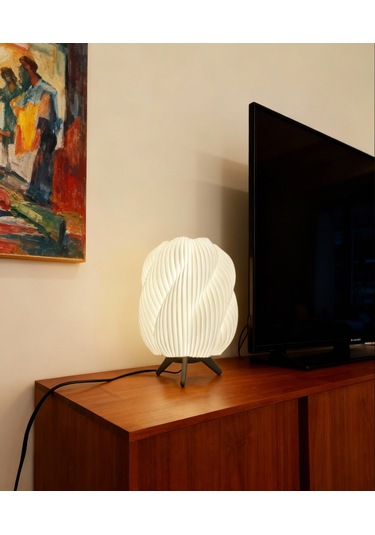 Modern Beyaz Renk Abajur Dekoratif Tasarımı İle Ev, Ofis, Cafe Ve Restorant Beyaz