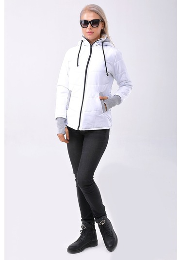 Barbora Günlük Su Geçirmez Kışlık Şişme Kadın Mont 801Beyazz