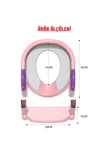 Dekohop Çocuk Merdivenli Klozet Adaptörü Yükseklik Ayarlı Pratik Pembe