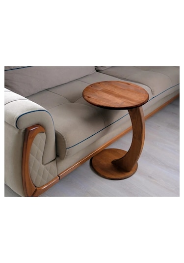 Doğal Ahşap C Sehpa Koltuk Sehpası Yan Sehpa Zigon Sehpa Servis S