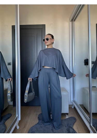 Keymoda Kadın Panço Takım Antrasit Antrasit