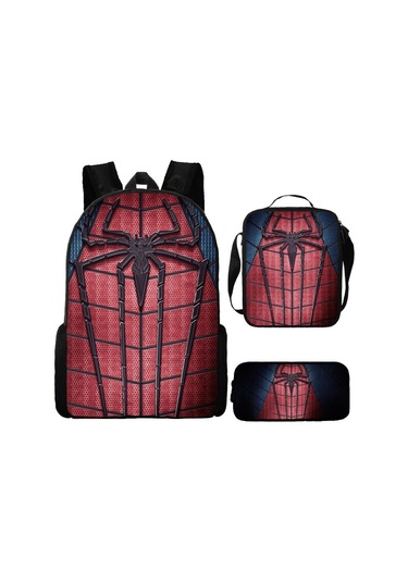Örümcek Adam Yeni Sırt Çantası Büyük Kapasiteli Öğrenci Kişilik Okul Çantası Üç Parça Seti Stil 30