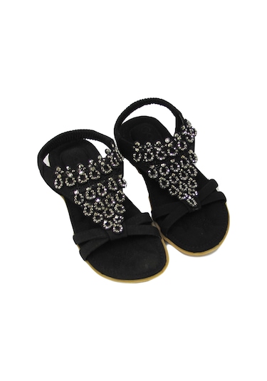 GUJA BLG22Y121 SİYAH KIZ ÇOCUK ARKADAN LASTİKLİ TAŞLI SANDALET Siyah