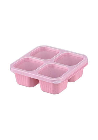 Maiyame Pembe Dört Bölmeli Cam Kapaklı Atıştırmalık Kutusu - Kuruyemiş, Atıştırmalık, Çay Zamanı Servis İçin Sağlıklı Saklama Ve Sunum Aracı Diğer