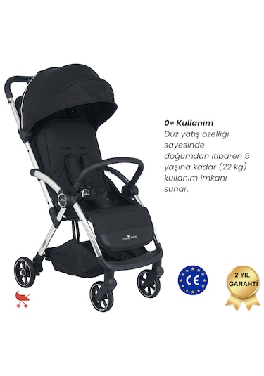 Merkür Bebe Ruby Otomatik Katlanan Kabin Boy Bebek Arabası Siyah