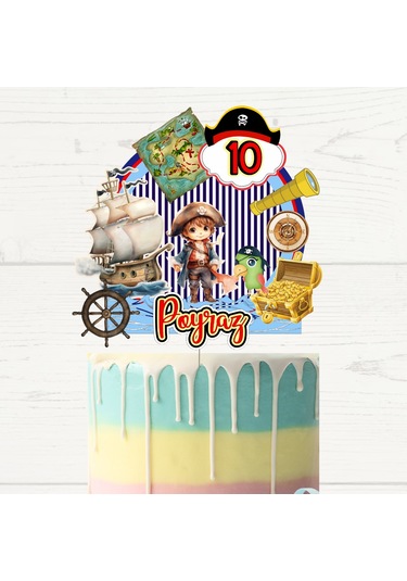 Korsan Temalı Doğum Günü Kişiye Özel Pasta Süsü Cake Topper
