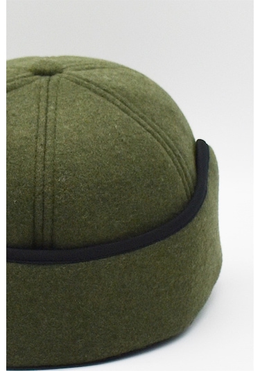 Erkek Haki Yün Kışlık Kulaklı Kep Beyzbol Şapkası