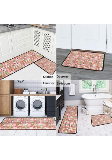 Noel Desenli 2'li Mutfak Matı, Anti-yorgunluk, Yastıklı Ve Kaymaz, Mutfak Ve Ofis İçin Noel Karakter Çizgili