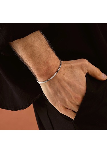 925 Ayar Gümüş Burma Unısex Kelepçe Bileklik Gümüş