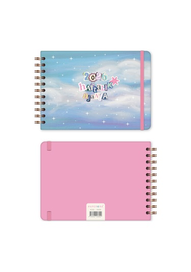 2026 Dikey Haftalık Ajanda Yatay A5 Formda Spiralli Sert Kapak Haftalık Ajanda 21x15 Cm Bulut Bulut