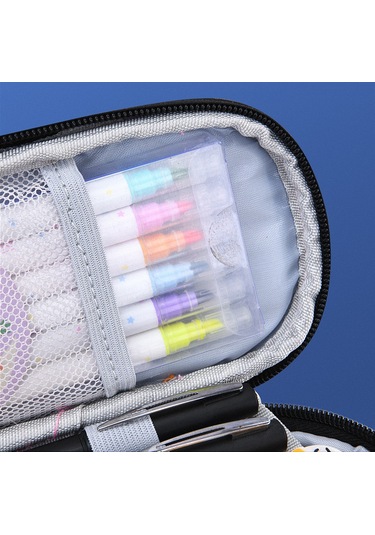 Tuomeng Büyük Kapasiteli Kalem Kutusu Öğrenci Katmanlı Basit Kalem Kutusu Kolej Siyah