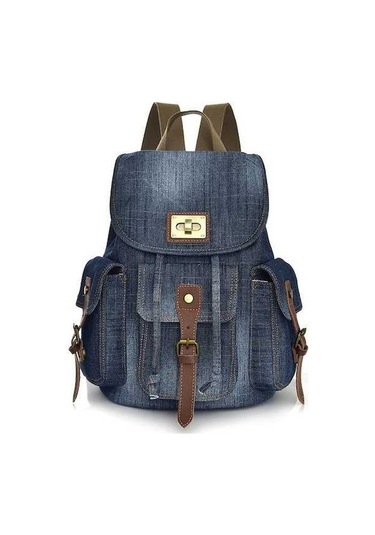 Maoyaya D9006 Multifunctional Denim Backpack 001, Pratik Tasarım Mavi