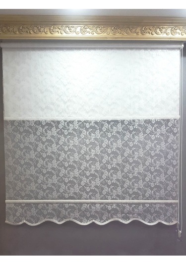 Brillant 1.Kalite Küçük Gül Desen Çift Mekanizmalı Tül Stor Pe...