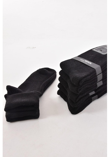 Erkek Yünlü Kalın Kışlık Çorap Siyah Siyah