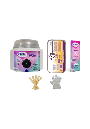 Ekamix Konserve Ağda Makinesi + Vivet Naturel Ağda 500 ML + Bez 10 M